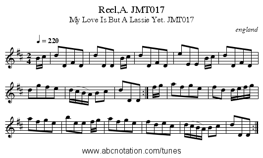 Reel,A. JMT017 - staff notation