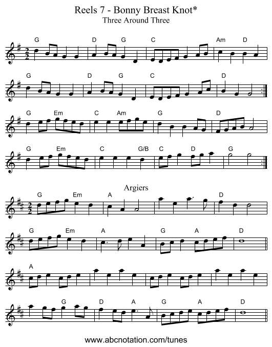 Reels 7 - Bonny Breast Knot* - staff notation
