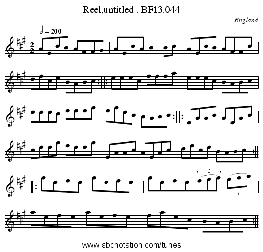 Reel,untitled . BF13.044 - staff notation