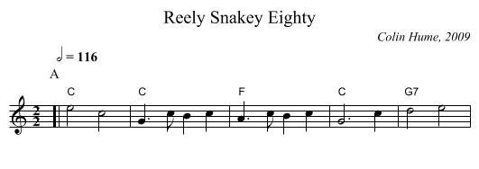 Reely Snakey Eighty - staff notation