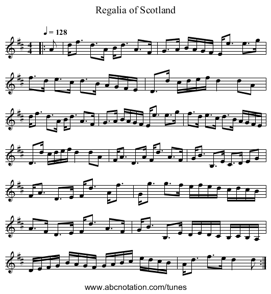 Regalia of Scotland - staff notation