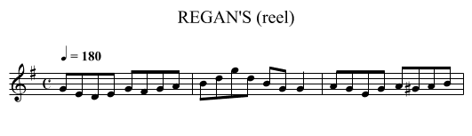 REGAN'S (reel) - staff notation