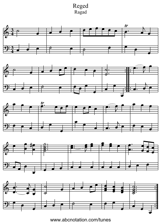 Reged - staff notation