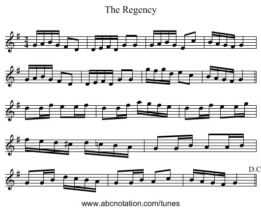 Regency, The - staff notation
