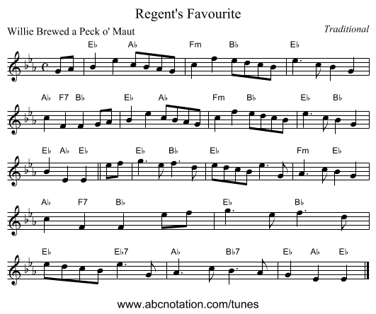 Regent's Favourite - staff notation