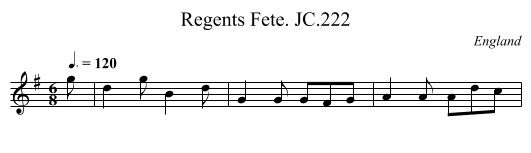Regents Fete. JC.222 - staff notation