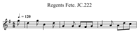 Regents Fete. JC.222 - staff notation