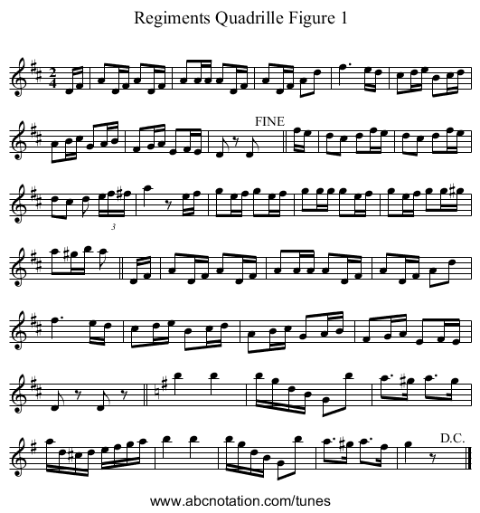Regiments Quadrille Figure 1 - staff notation