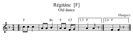 R&eacute;git&aacute;nc  [F] - staff notation