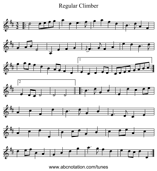 Regular Climber - staff notation