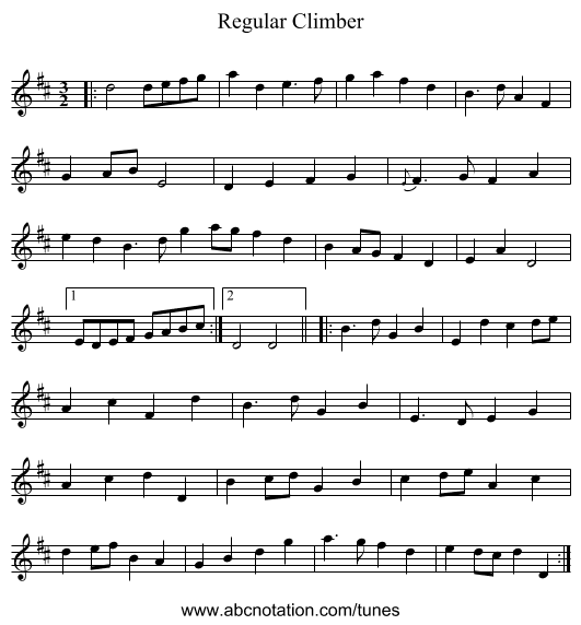 Regular Climber - staff notation