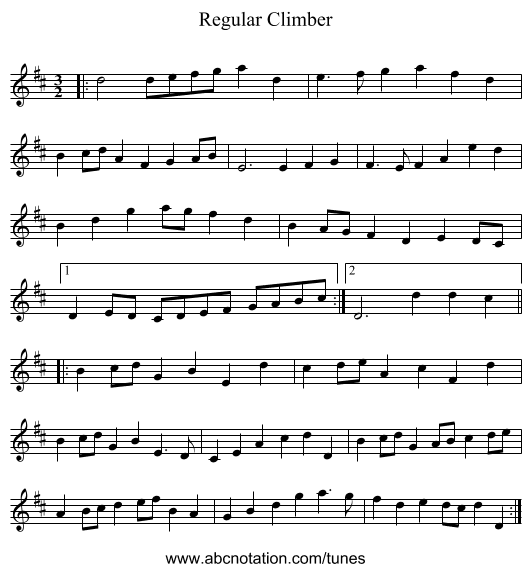 Regular Climber - staff notation