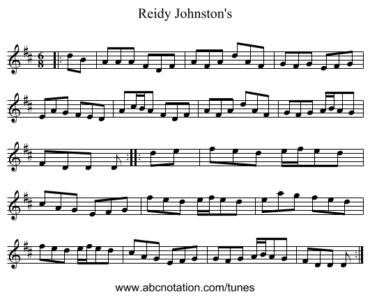 Reidy Johnston's - staff notation