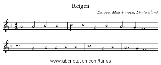Reigen - staff notation