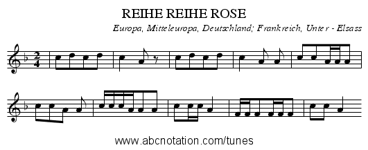 REIHE REIHE ROSE - staff notation