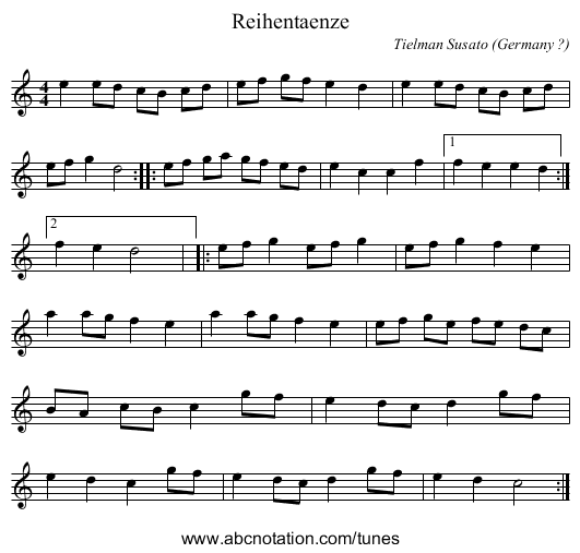 Reihentaenze - staff notation