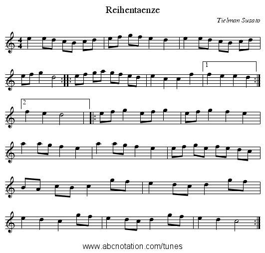 Reihentaenze - staff notation