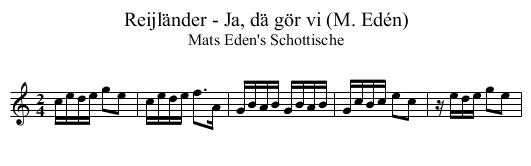 Reijländer - Ja, dä gör vi (M. Edén) - staff notation