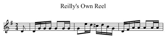 Reilly's Own Reel - staff notation
