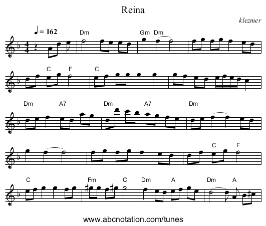 Reina - staff notation