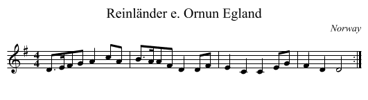 Reinländer e. Ornun Egland - staff notation