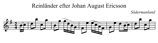 Reinländer efter Johan August Ericsson - staff notation