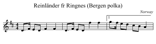 Reinländer fr Ringnes (Bergen polka) - staff notation