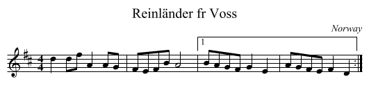 Reinländer fr Voss - staff notation