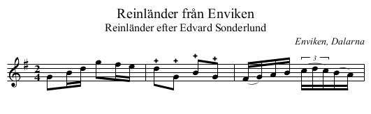 Reinländer från Enviken - staff notation