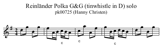 Reinl&auml;nder Polka G&G (tinwhistle in D) solo - staff notation