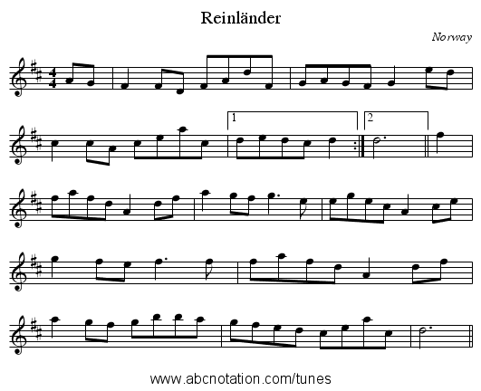 Reinl&auml;nder - staff notation