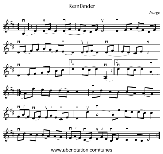 Reinländer - staff notation