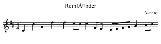 ReinlÃ¤nder - staff notation