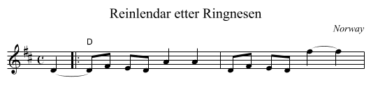 Reinlendar etter Ringnesen - staff notation