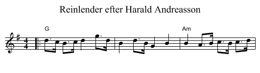 Reinlender efter Harald Andreasson - staff notation