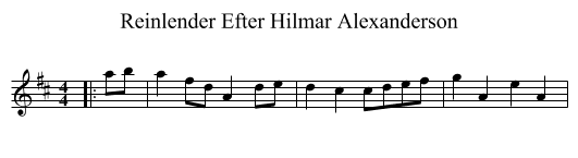 Reinlender Efter Hilmar Alexanderson - staff notation