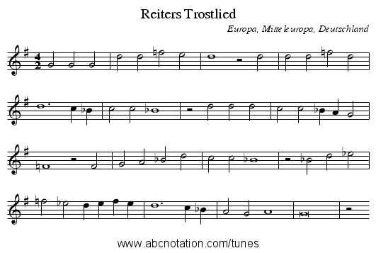 Reiters Trostlied - staff notation
