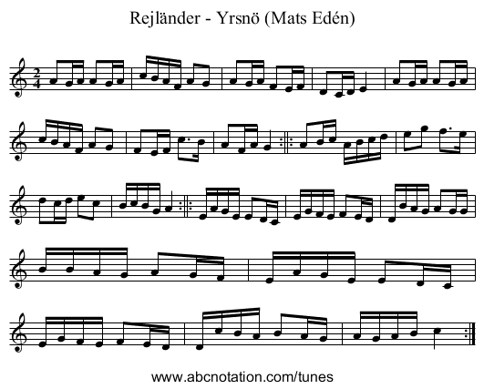 Rejländer - Yrsnö (Mats Edén) - staff notation