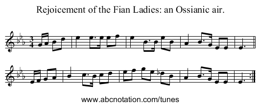 Rejoicement of the Fian Ladies: an Ossianic air. - staff notation