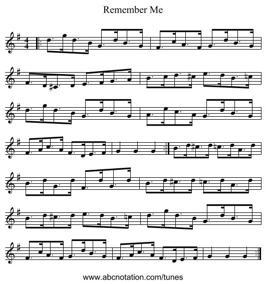 Remember Me - staff notation
