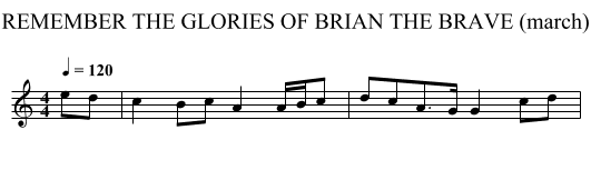 REMEMBER THE GLORIES OF BRIAN THE BRAVE (march) - staff notation