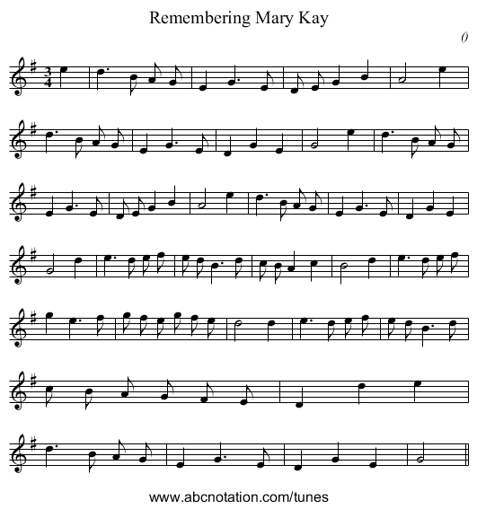 Remembering Mary Kay - staff notation