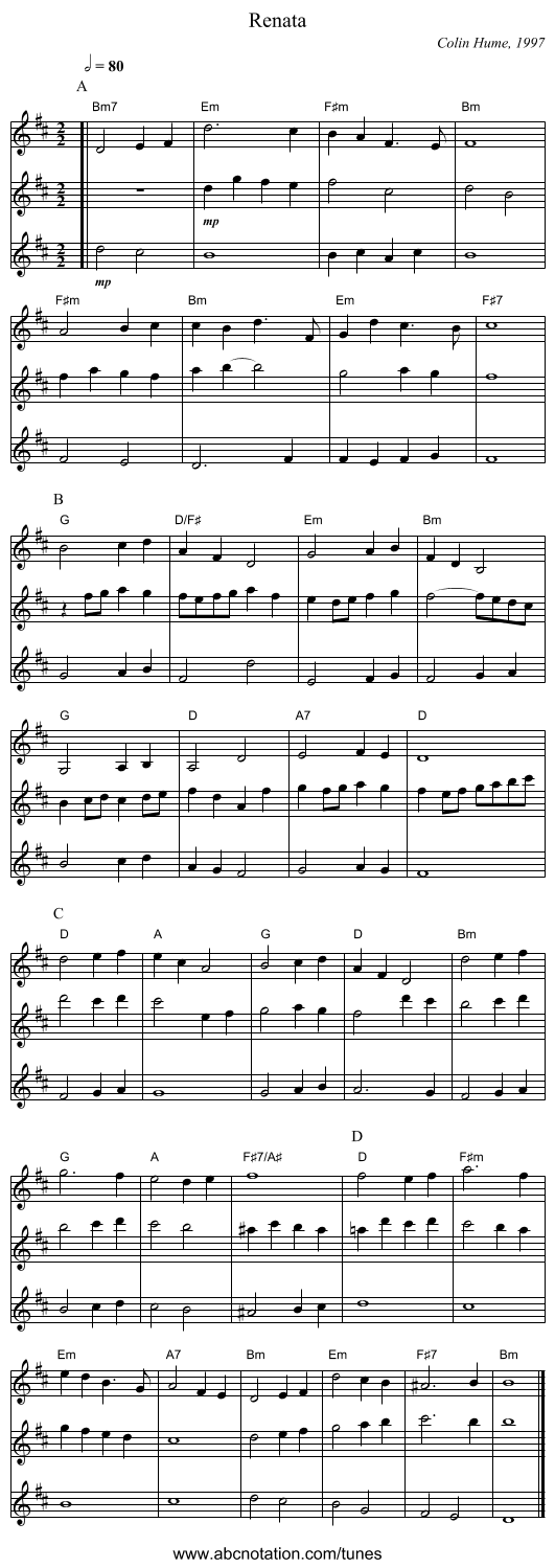 Renata - staff notation
