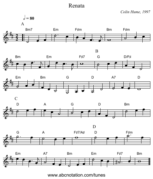 Renata - staff notation