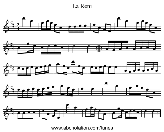 Reni, La - staff notation