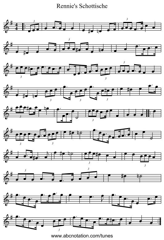 Rennie's Schottische - staff notation