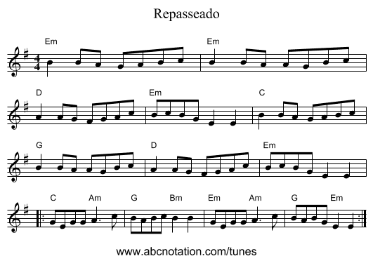 Repasseado - staff notation