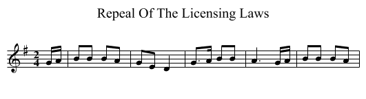Repeal Of The Licensing Laws - staff notation
