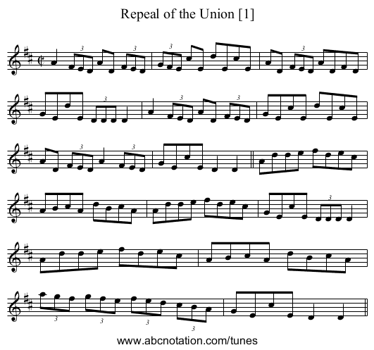 Repeal of the Union [1] - staff notation