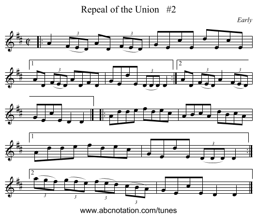 Repeal of the Union   #2 - staff notation